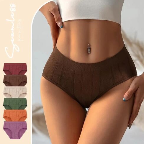 Womens Underwear, 6PCS Seamless Triangle Briefs, Ladies Panties Soft Stretch Low Rise Solid Color Multipack Everyday Comfort in Saudi Arabia