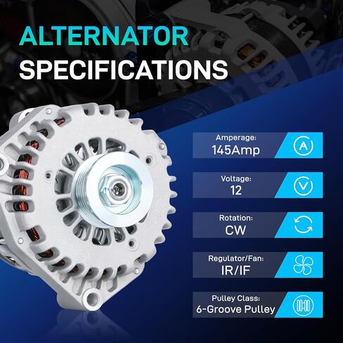 New Alternator Fit for 2005-2006 Chevy Silverado 1500, GMC Sierra 1500, Chevy Avalanche 1500, 2007 GMC Sierra 1500 Classic, Silverado 1500 Classic, 4.3L 4.8L 5.3L 6.0L 8302 ADR0368 400-12247 10392759 in Saudi Arabia