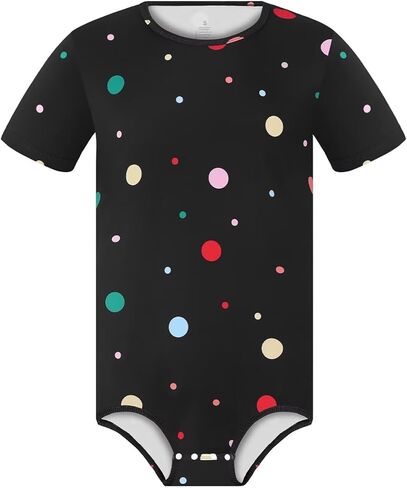 Landofgenie Mens Onesie Short Sleeve Jumpsuits Printed Romper Pajamas Bodysuit Crotch Snaps- Polka Dot in Saudi Arabia