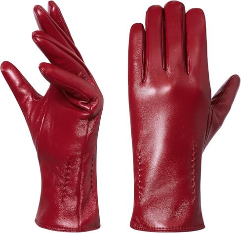 قفازات جلدية شتوية للسيدات - قفازات قيادة مبطنة بالصوف الدافئ تعمل باللمس in Kuwait