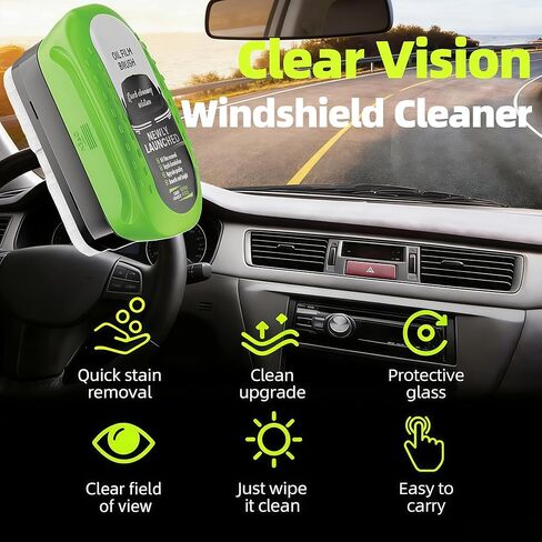 Clear Vision Windshield Cleaner with Car Window Cleaner, 2026 Upgrade Automotive Oil Film Cleaning Brush for Car Windows,Clear Vision Glass Cleaner Tool for All Glass Surfaces (2PCS) in Saudi Arabia