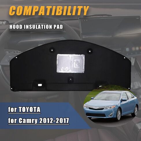قطن عازل للمحرك الأمامي لسيارة Toyota Camry 2012 2013 2014 2015 2016، غطاء وسادة قطن عازل للحرارة - أسود in Kuwait