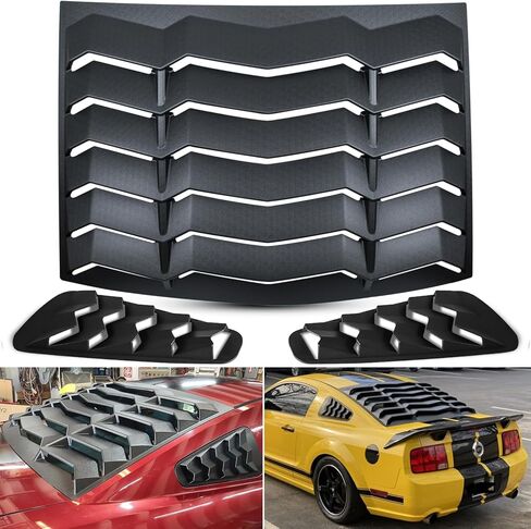 Bonbo فتحات نافذة خلفية + جانبية لسيارة Ford Mustang 2005 2006 2007 2008 2009 2010 2011 2012 2013 2014 غطاء ظل الشمس للزجاج الأمامي GT Lambo Style ABS (أسود غير لامع) in Saudi Arabia