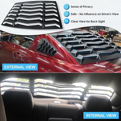 Bonbo فتحات نافذة خلفية + جانبية لسيارة Ford Mustang 2005 2006 2007 2008 2009 2010 2011 2012 2013 2014 غطاء ظل الشمس للزجاج الأمامي GT Lambo Style ABS (أسود غير لامع) in Saudi Arabia