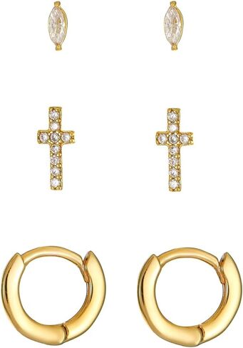 Mireia Golden Trio Cross Earring Stud Pack in Saudi Arabia