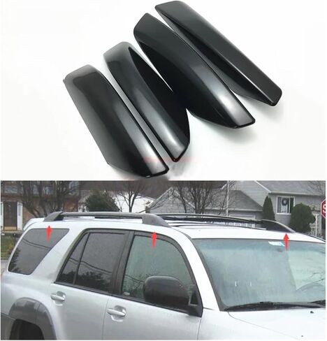 Black ABS Roof Cover Compatible For Toyota 4Runner N210 2003-2009 Hilux Surf SW4 Car Roof Rack Bar Rail End Replace Cover Shell Trim 4Pcs(Silver) in Saudi Arabia