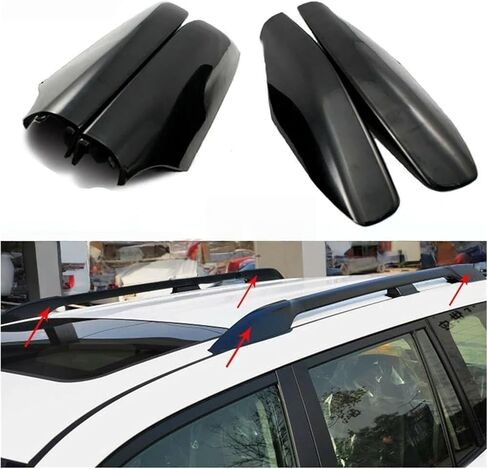 Black ABS Roof Cover Compatible For Toyota 4Runner N210 2003-2009 Hilux Surf SW4 Car Roof Rack Bar Rail End Replace Cover Shell Trim 4Pcs(Silver) in Saudi Arabia