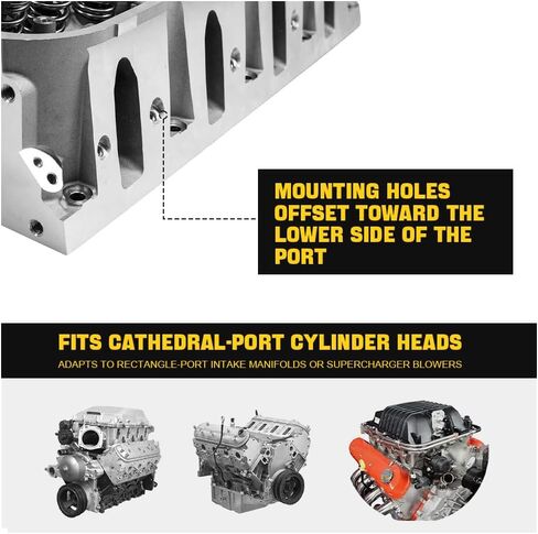 muge racing Intake Manifold Adapter Plates for Cathedral Port Cylinder Head LS1 to LS3/LSA/ZL1/CTS-V, Rectangle, Aluminum in Saudi Arabia