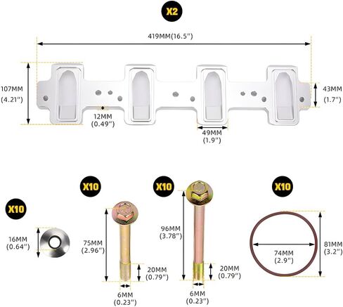 muge racing Intake Manifold Adapter Plates for Cathedral Port Cylinder Head LS1 to LS3/LSA/ZL1/CTS-V, Rectangle, Aluminum in Saudi Arabia
