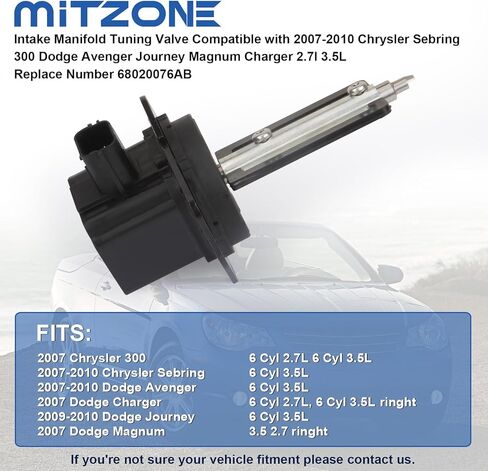 MITZONE Intake Manifold Tuning Valve Compatible with 2007-2010 Chrysler Sebring 300 Dodge Avenger Journey Magnum Charger 2.7L 3.5L Replace Number 68020076AB in Saudi Arabia