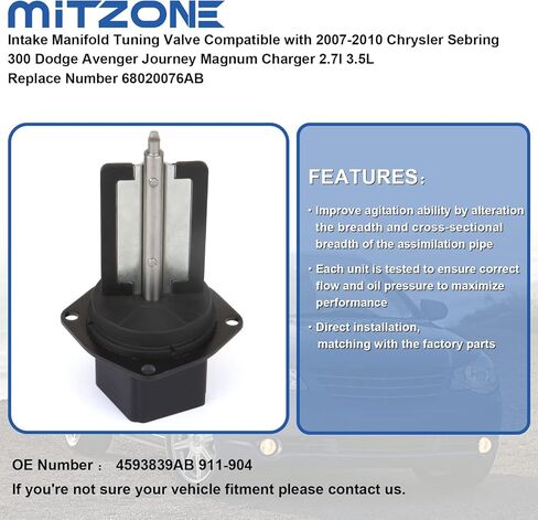 MITZONE Intake Manifold Tuning Valve Compatible with 2007-2010 Chrysler Sebring 300 Dodge Avenger Journey Magnum Charger 2.7L 3.5L Replace Number 68020076AB in Saudi Arabia