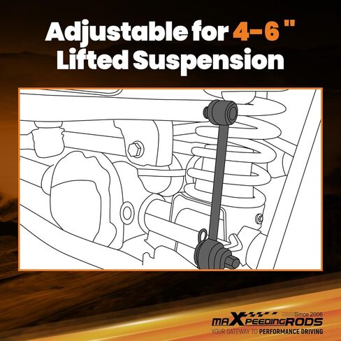 رابط نهاية شريط Sway قابل للتعديل من maxpeedingrods 4-6 بوصة لـ 1999-2016 Chevy Silverado/GMC Sierra 1500 2500 3500 HD، لـ Suburban 1500/Tahoe/Avalanche in Kuwait