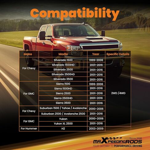 رابط نهاية شريط Sway قابل للتعديل من maxpeedingrods 4-6 بوصة لـ 1999-2016 Chevy Silverado/GMC Sierra 1500 2500 3500 HD، لـ Suburban 1500/Tahoe/Avalanche in Kuwait