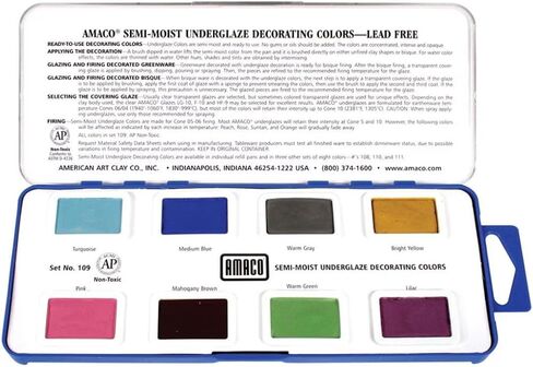 AMACO Non-Toxic Semi-Moist Underglaze Set - B in Pan, 1.5 oz, Assorted Color, Set of 8 in Saudi Arabia