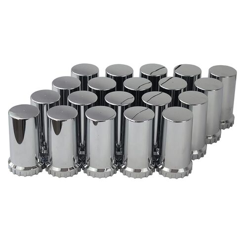 أغطية صواميل العروة الأسطوانية مقاس 33 مم × 3 3/4 بوصة على سطح مسطح من البلاستيك المطلي بالكروم ABS مع شفة لشبه الشاحنات (عبوة من 20 قطعة) in Kuwait