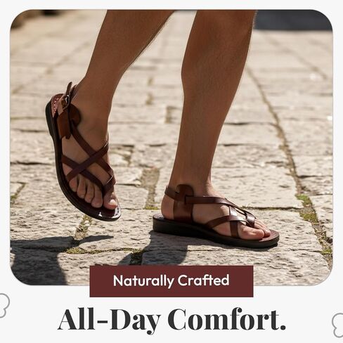 Holy Land Market Men/Women Biblical Jesus Leather Sandals/Slides From Jerusalem (Yashua Style III) in Saudi Arabia