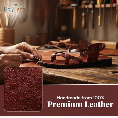 Holy Land Market Men/Women Biblical Jesus Leather Sandals/Slides From Jerusalem (Yashua Style III) in Saudi Arabia