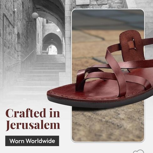 Holy Land Market Men/Women Biblical Jesus Leather Sandals/Slides From Jerusalem (Yashua Style III) in Saudi Arabia