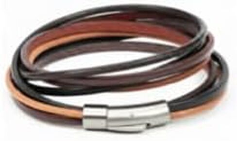 سوار من جلد البقر الأصلي من Leporem، خيوط متعددة الطبقات باللون الأسود والبني مع مشبك قفل من الفولاذ المقاوم للصدأ in Kuwait