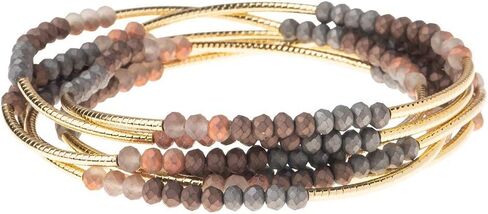 Scout Curated Wears - Women's Scout Wrap Bracelet & Necklace, Matte Metallic Tri-Tone/Gold in Saudi Arabia