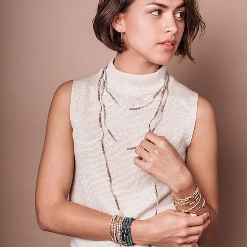 Scout Curated Wears - Women's Scout Wrap Bracelet & Necklace, Matte Metallic Tri-Tone/Gold in Saudi Arabia