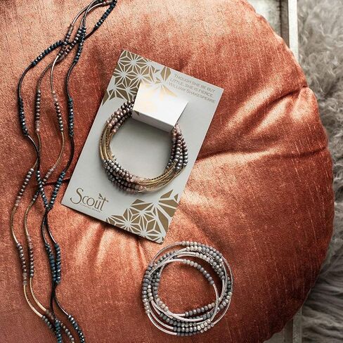 Scout Curated Wears - Women's Scout Wrap Bracelet & Necklace, Matte Metallic Tri-Tone/Gold in Saudi Arabia