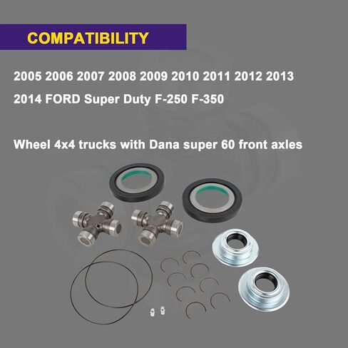 مجموعة وصلات U قابلة للدهون وختم المحور الأمامي متوافقة مع Ford F250 F350 Super Duty 2005-2014، استبدل 2017426 2014835 54983 25-332X SPL55-3X in Saudi Arabia