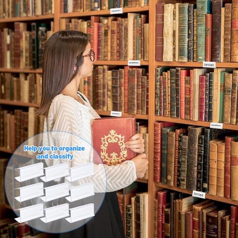 200 قطعة من ملصقات الرف الخشبية البلاستيكية مع 6 أقلام تحديد مزدوجة الرأس، وحامل ملصقات شفاف بطول 2.4 بوصة × ارتفاع 1 بوصة لتنظيم رف الكتب، وعرض البيع بالتجزئة، وتخزين مخزن المطبخ وإدارة مخزون المستودعات in Kuwait