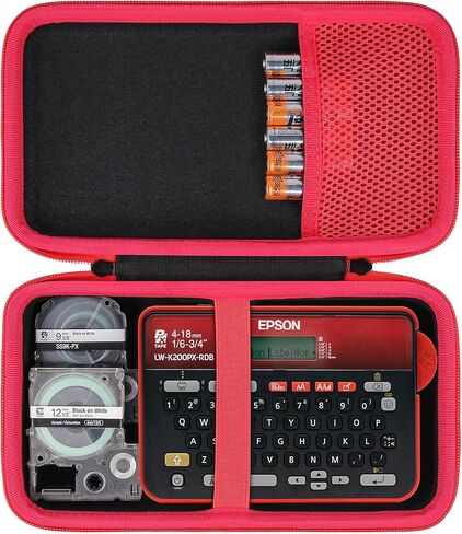 حقيبة سفر صلبة بديلة من khanka لـ LABELWORKS Epson LW-K200PX-RDB صانع ملصقات لوحة المفاتيح QWERTY المحمولة، حافظة فقط (أحمر أسود) in Saudi Arabia