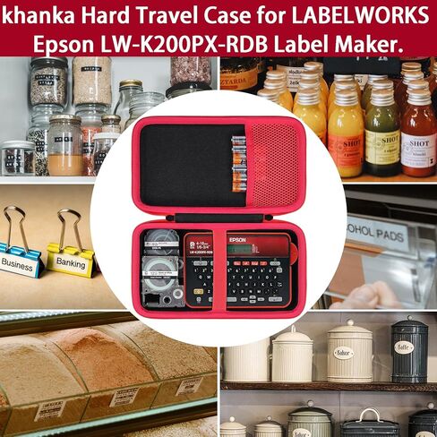 حقيبة سفر صلبة بديلة من khanka لـ LABELWORKS Epson LW-K200PX-RDB صانع ملصقات لوحة المفاتيح QWERTY المحمولة، حافظة فقط (أحمر أسود) in Saudi Arabia