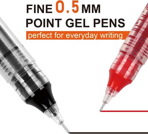 30 قلم كرة دوارة 0.5 مم، أقلام كرة دوارة سائلة 27 قلم أسود و3 أحمر، أقلام دقيقة سريعة الجفاف، أقلام كتابة ناعمة بالحبر السائل للمكتب والمنزل in Kuwait