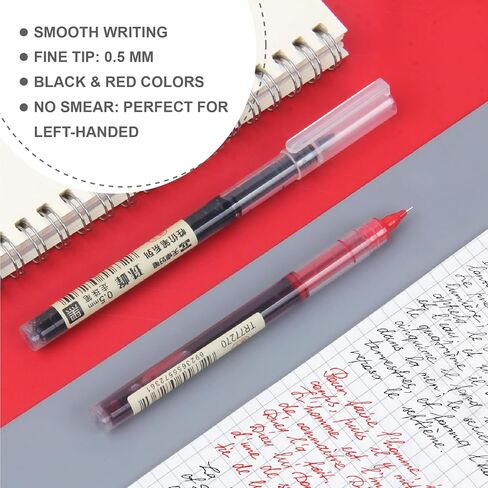 30 قلم كرة دوارة 0.5 مم، أقلام كرة دوارة سائلة 27 قلم أسود و3 أحمر، أقلام دقيقة سريعة الجفاف، أقلام كتابة ناعمة بالحبر السائل للمكتب والمنزل in Kuwait