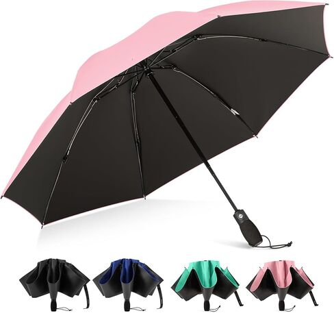 G4Free 46 Inch Windproof Umbrella for Rain Strong 8 Ribs Compact Reverse Folding Travel Umbrella Automatic Open Close Fits Car & Backpack in Saudi Arabia