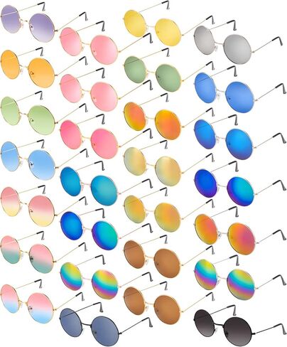 Blulu Pairs Round Hippie Sunglasses Colored Disco Glasses 70s Outfits Groovy Party Decorations Sunglasses for Women Men in Saudi Arabia