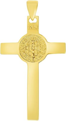 Jewelry America Solid 14k Yellow Gold Classic Saint Benedict Cross Jesus Crucifix Pendant in Saudi Arabia