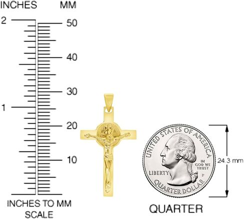 Jewelry America Solid 14k Yellow Gold Classic Saint Benedict Cross Jesus Crucifix Pendant in Saudi Arabia