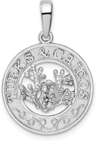 925 Sterling Silver Textured Turks and Caicos with and Frog Pendant in Saudi Arabia