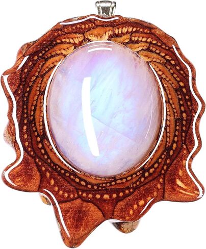 Moonstone العين الثالثة أكواز الصنوبر قلادة مهرجان مجوهرات للنساء للرجال بوهو موضة الغجر جير 100% الهندسة المقدسة الطبيعية كوز الصنوبر مع قلادة الأحجار الكريمة البيضاء in Kuwait