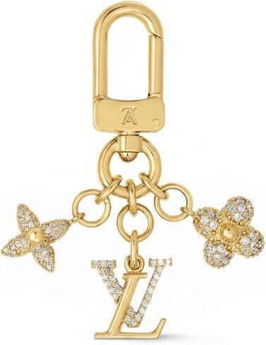 سلسلة مفاتيح كريستالية مطلية بالذهب - قلادة زهرية وقلادة أولية للمحفظة وحقيبة الظهر in Kuwait