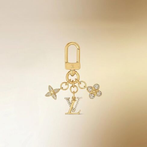 سلسلة مفاتيح كريستالية مطلية بالذهب - قلادة زهرية وقلادة أولية للمحفظة وحقيبة الظهر in Kuwait