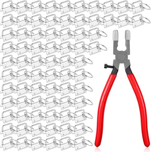 Key Fob Hardware Set, 100 Pcs Lanyard Key Fob Hardware 1 Inch with Pliers Tool Keychain Hardwares for Keychain And Wristlet Clamp Hardwares Supplies in Saudi Arabia