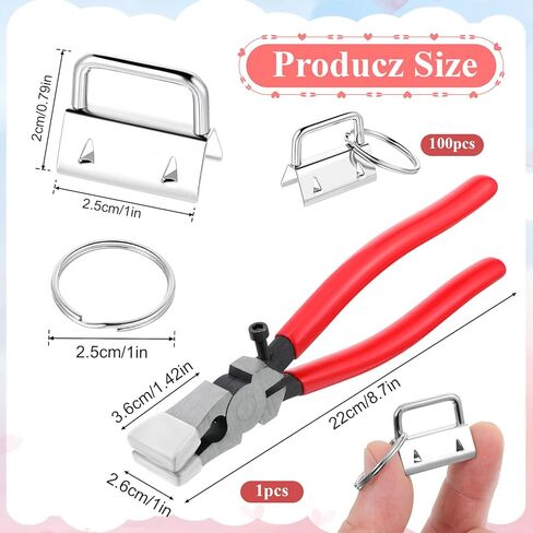 Key Fob Hardware Set, 100 Pcs Lanyard Key Fob Hardware 1 Inch with Pliers Tool Keychain Hardwares for Keychain And Wristlet Clamp Hardwares Supplies in Saudi Arabia