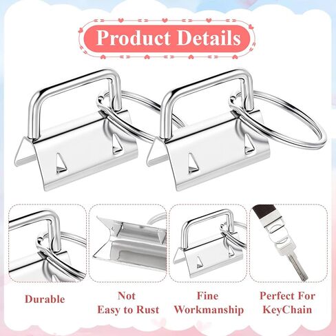 Key Fob Hardware Set, 100 Pcs Lanyard Key Fob Hardware 1 Inch with Pliers Tool Keychain Hardwares for Keychain And Wristlet Clamp Hardwares Supplies in Saudi Arabia