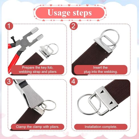Key Fob Hardware Set, 100 Pcs Lanyard Key Fob Hardware 1 Inch with Pliers Tool Keychain Hardwares for Keychain And Wristlet Clamp Hardwares Supplies in Saudi Arabia