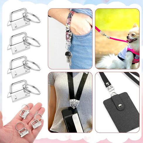 Key Fob Hardware Set, 100 Pcs Lanyard Key Fob Hardware 1 Inch with Pliers Tool Keychain Hardwares for Keychain And Wristlet Clamp Hardwares Supplies in Saudi Arabia