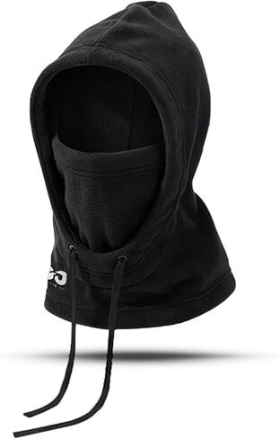 قناع تزلج بالاكلافا من الصوف الشتوي مقاوم للرياح غطاء حراري مزدوج الجوانب مع رباط غطاء كامل للوجه خوذة متوافقة مع معدات الطقس البارد للرجال والنساء باللون الأسود in Kuwait