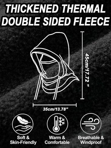 قناع تزلج بالاكلافا من الصوف الشتوي مقاوم للرياح غطاء حراري مزدوج الجوانب مع رباط غطاء كامل للوجه خوذة متوافقة مع معدات الطقس البارد للرجال والنساء باللون الأسود in Kuwait