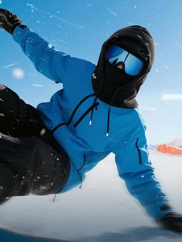 قناع تزلج بالاكلافا من الصوف الشتوي مقاوم للرياح غطاء حراري مزدوج الجوانب مع رباط غطاء كامل للوجه خوذة متوافقة مع معدات الطقس البارد للرجال والنساء باللون الأسود in Kuwait