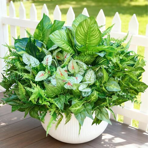 12 حزمة من النباتات الاصطناعية في الهواء الطلق، سيقان خضراء زائفة مقاومة للأشعة فوق البنفسجية مع شجيرات كبيرة ونباتات بلاستيكية صناعية لمزارعي الشرفة الأمامية الخارجية وصندوق نافذة الحديقة وديكور الفناء (الوعاء غير متضمن) in Kuwait