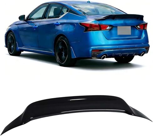 MotorFansClub جناح خلفي سبويلر مناسب لنيسان ألتيما SR S SV SL سيدان 4 أبواب 2019 2020 2021 2022 2023 2024 2025 غطاء صندوق السيارة عالي الركلة (أسود لامع) in Kuwait